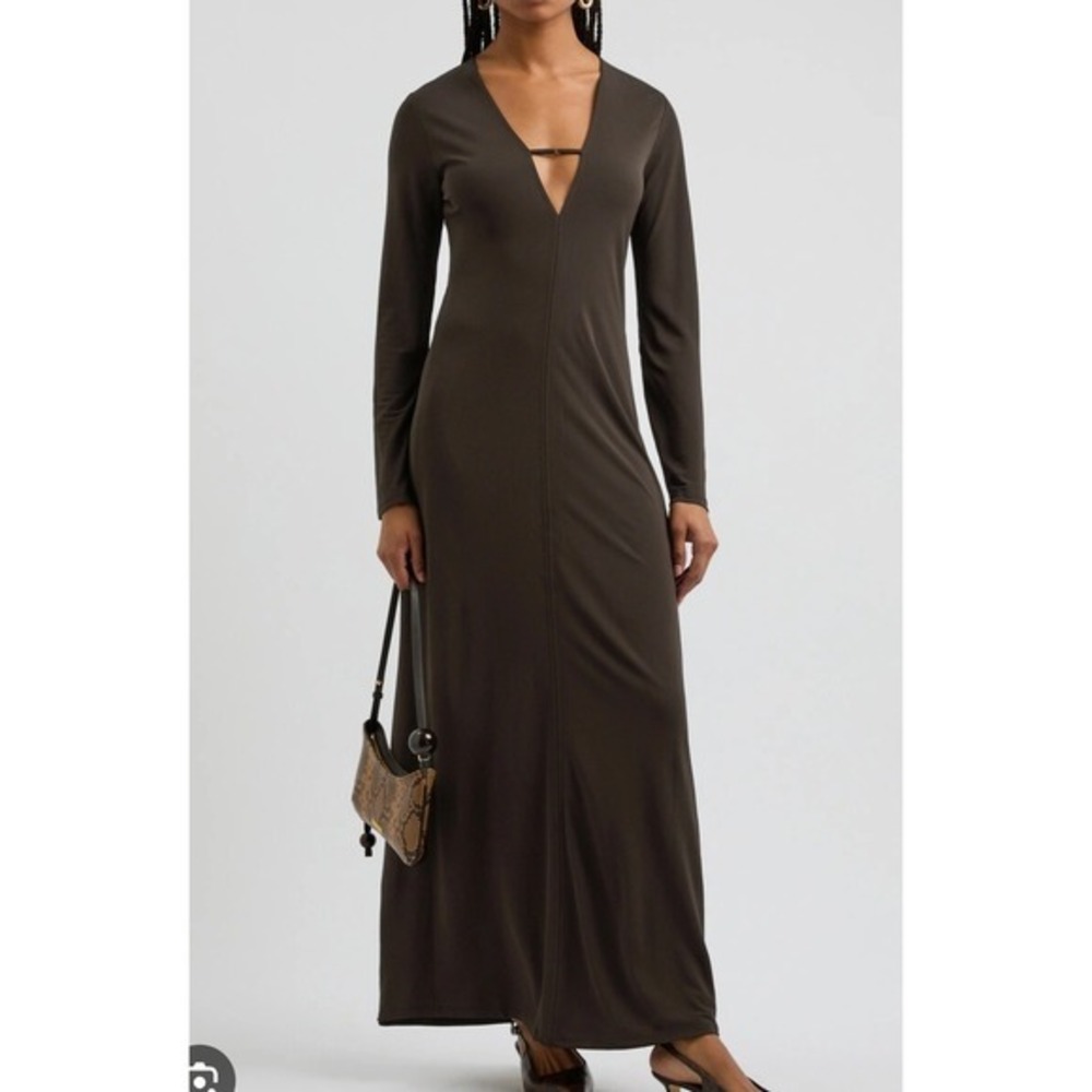 NWT- FRAME Cut-Out Maxi Dress –‎ Cocoa Brown – Size S